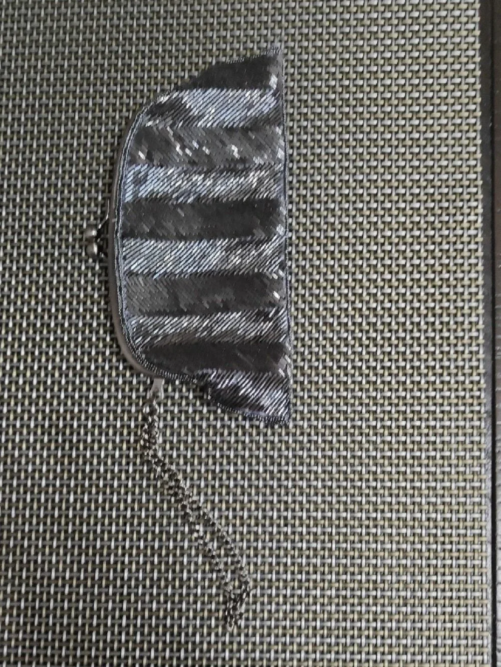 Black Metallic Chevron  Clutch Bag From The Limited